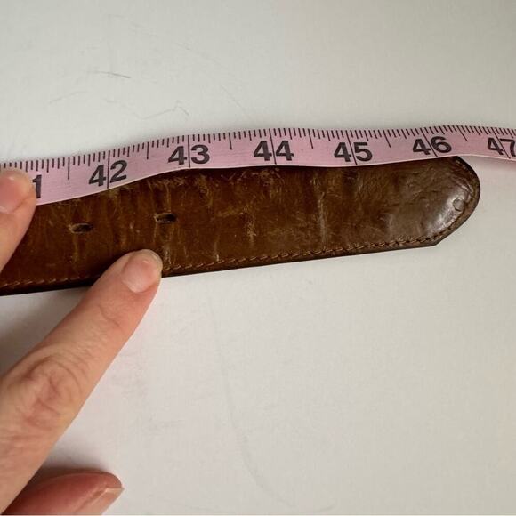 Ostrich Leather Belt Exotic Brown Tan Vintage Distressed Western Silver Mens 40 - Picture 15 of 16